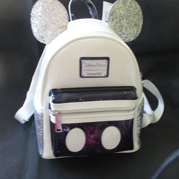 NEW! DISNEY Space Mountain cute Loungefly backpack Glitter ears  accents